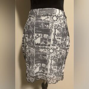 NWT Daisy Street Anime Black & White Mesh Mini Skirt size 8